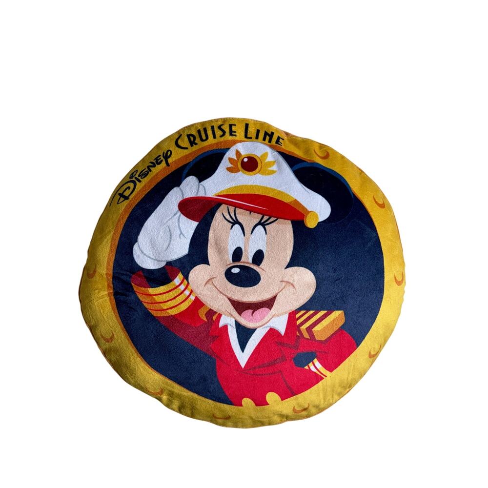 Disney Cruise Line 15" Round Captain Mickey & Minnie Mouse Porthole Pillow